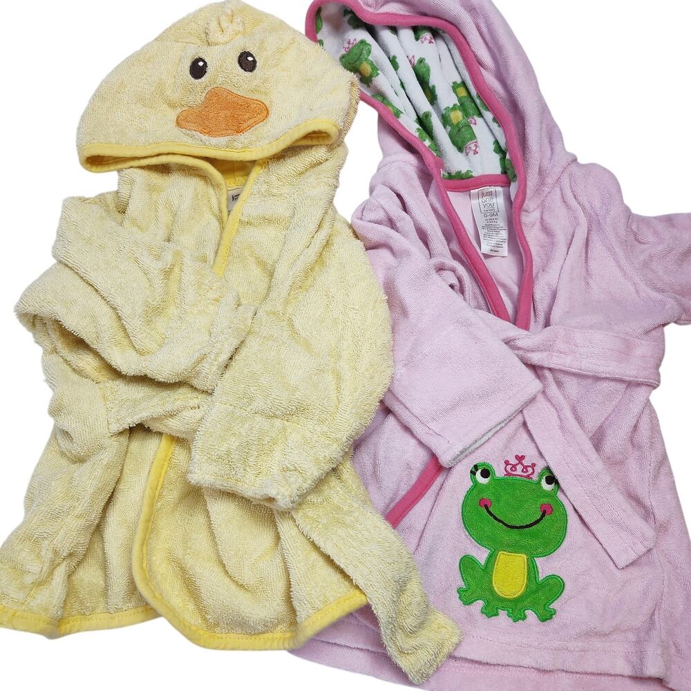 Baby Hooded Bath Robe Bundle 0–9M Duck & Frog Luvable Friends Carter’s